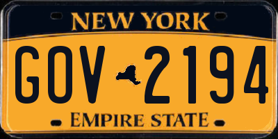 NY license plate GOV2194