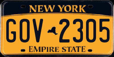 NY license plate GOV2305