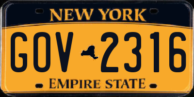NY license plate GOV2316