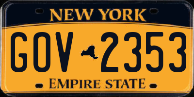 NY license plate GOV2353