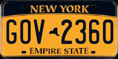 NY license plate GOV2360