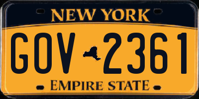 NY license plate GOV2361