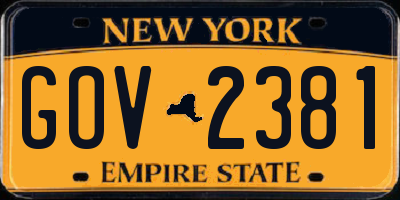 NY license plate GOV2381