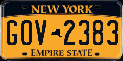 NY license plate GOV2383