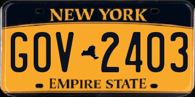 NY license plate GOV2403