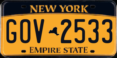 NY license plate GOV2533