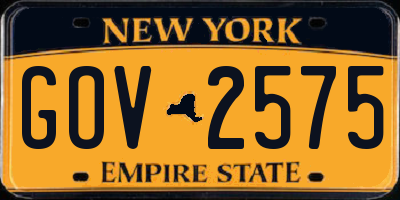 NY license plate GOV2575