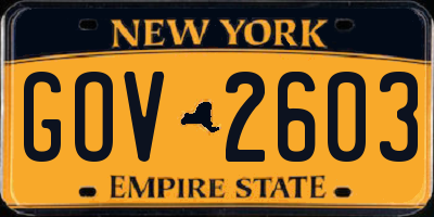 NY license plate GOV2603