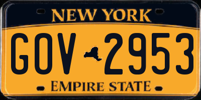 NY license plate GOV2953