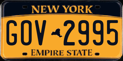 NY license plate GOV2995