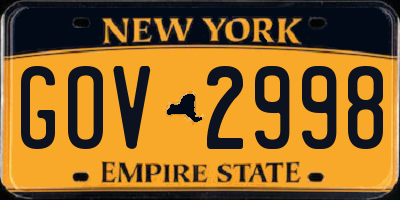 NY license plate GOV2998