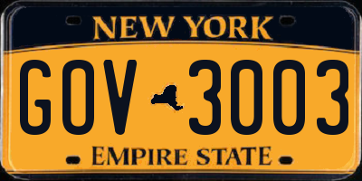 NY license plate GOV3003