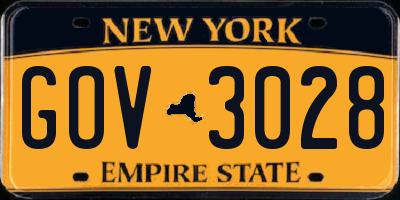 NY license plate GOV3028