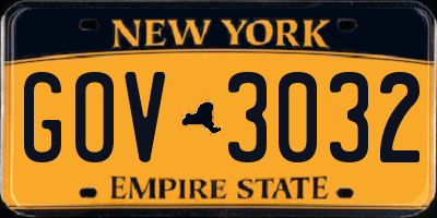 NY license plate GOV3032