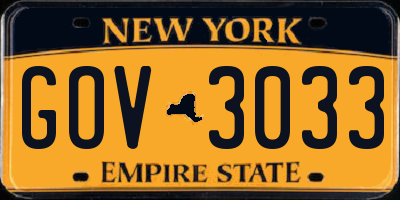 NY license plate GOV3033