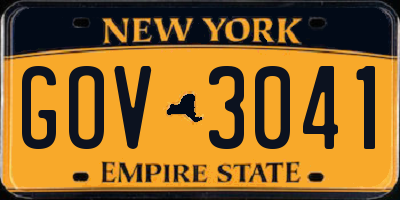 NY license plate GOV3041