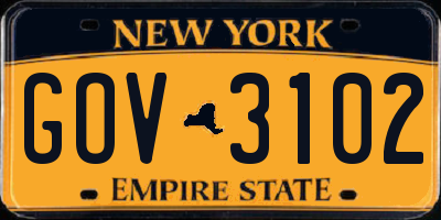 NY license plate GOV3102