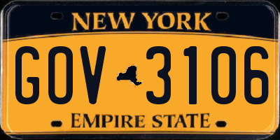 NY license plate GOV3106
