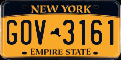 NY license plate GOV3161