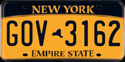 NY license plate GOV3162