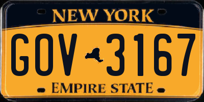 NY license plate GOV3167