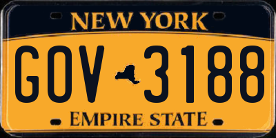 NY license plate GOV3188