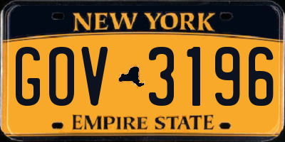 NY license plate GOV3196