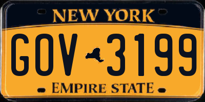 NY license plate GOV3199