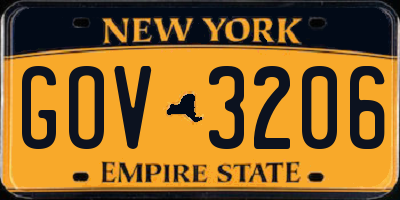 NY license plate GOV3206