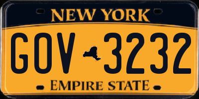 NY license plate GOV3232