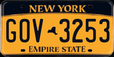 NY license plate GOV3253