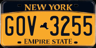 NY license plate GOV3255