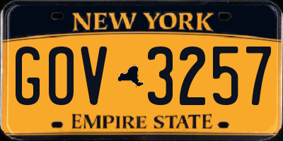 NY license plate GOV3257
