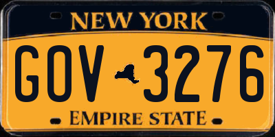 NY license plate GOV3276