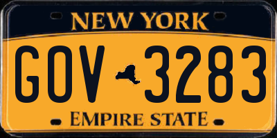 NY license plate GOV3283