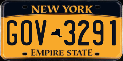 NY license plate GOV3291