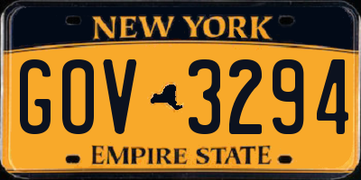 NY license plate GOV3294