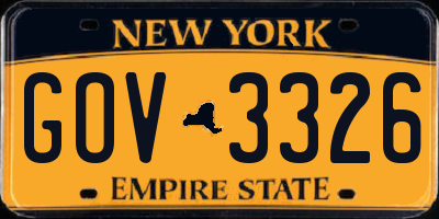 NY license plate GOV3326