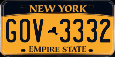 NY license plate GOV3332