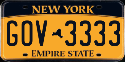 NY license plate GOV3333