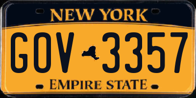 NY license plate GOV3357