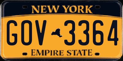 NY license plate GOV3364