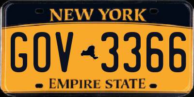 NY license plate GOV3366