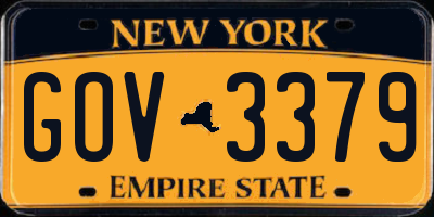 NY license plate GOV3379