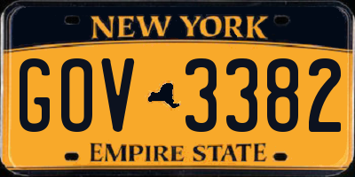 NY license plate GOV3382
