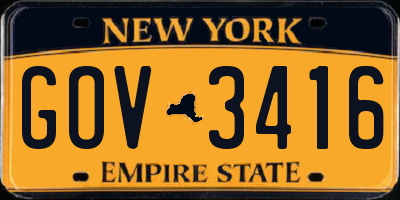 NY license plate GOV3416
