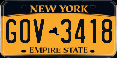 NY license plate GOV3418