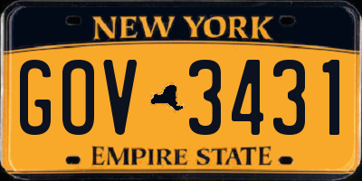 NY license plate GOV3431