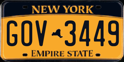 NY license plate GOV3449
