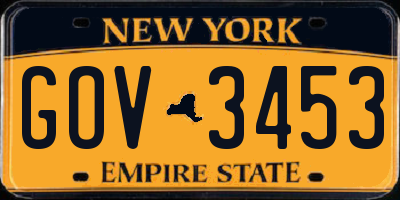 NY license plate GOV3453